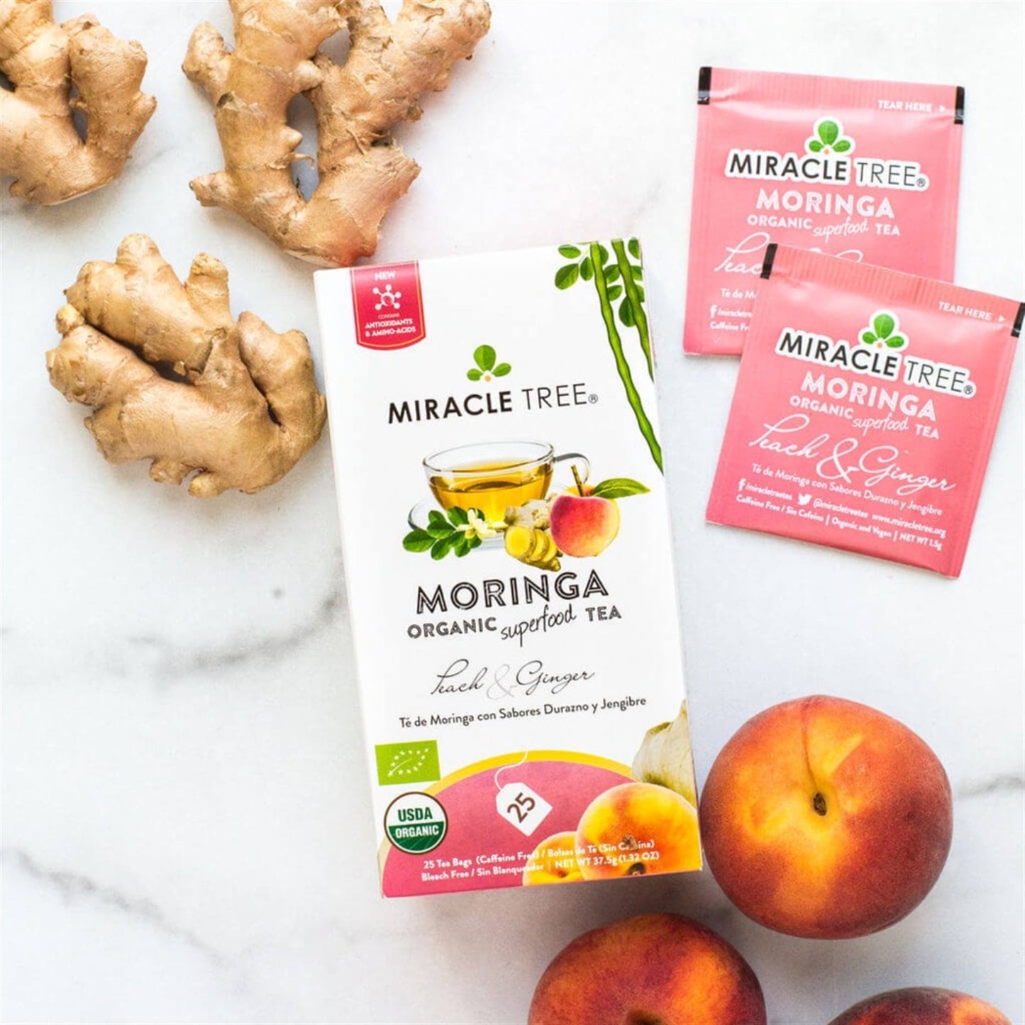 Organic Moringa Tea with Peach & Ginger