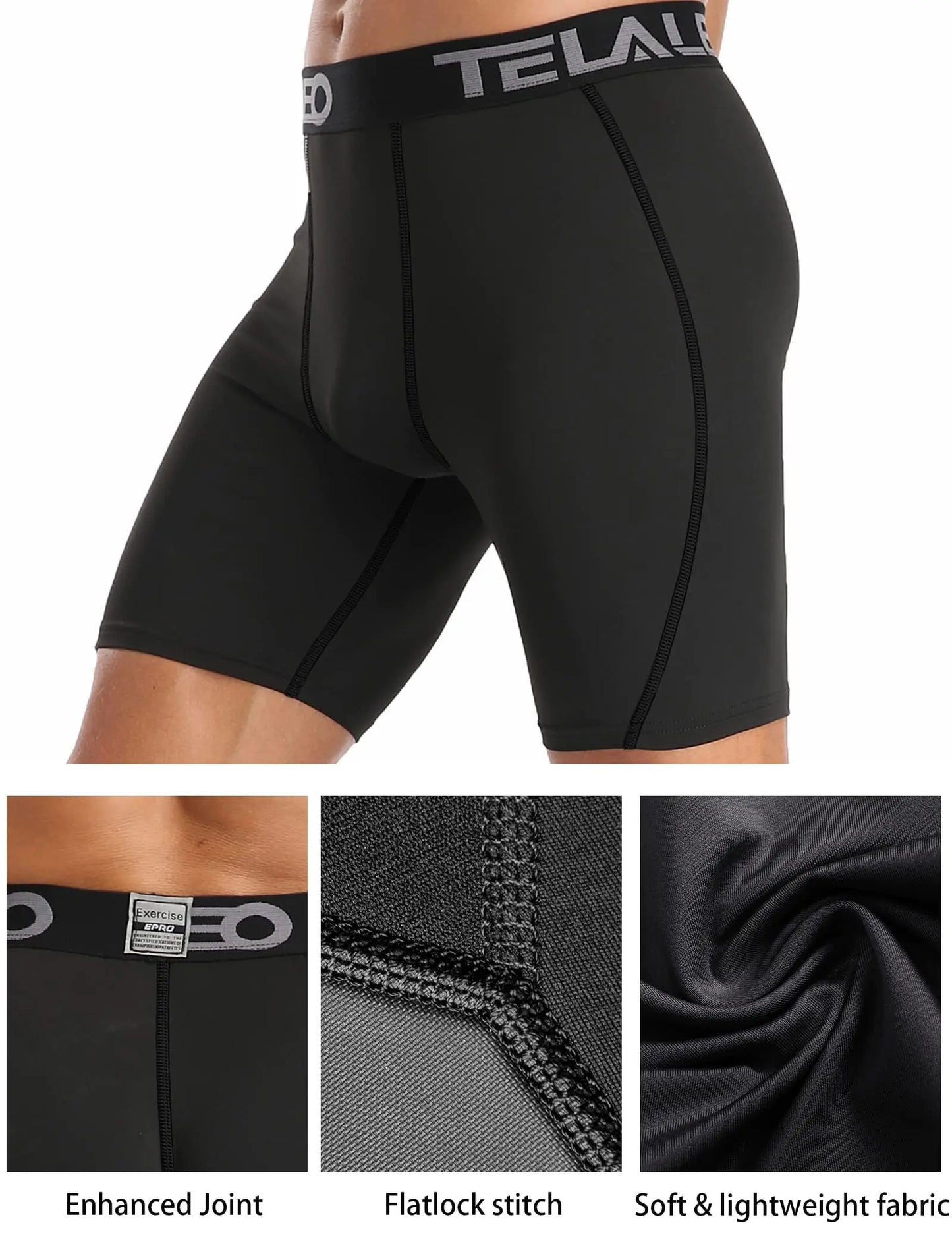 Shorts de compression pour hommes TELALEO - Paquet de 5/6 sous-vêtements de performance athlétique