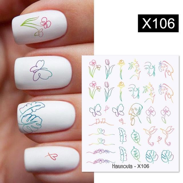 Rainbow Wave Love Heart Pattern Nail Art Decals