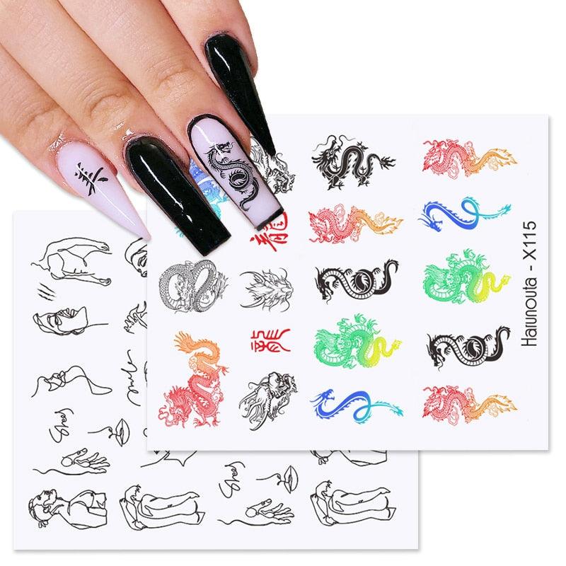 Rainbow Wave Love Heart Pattern Nail Art Decals