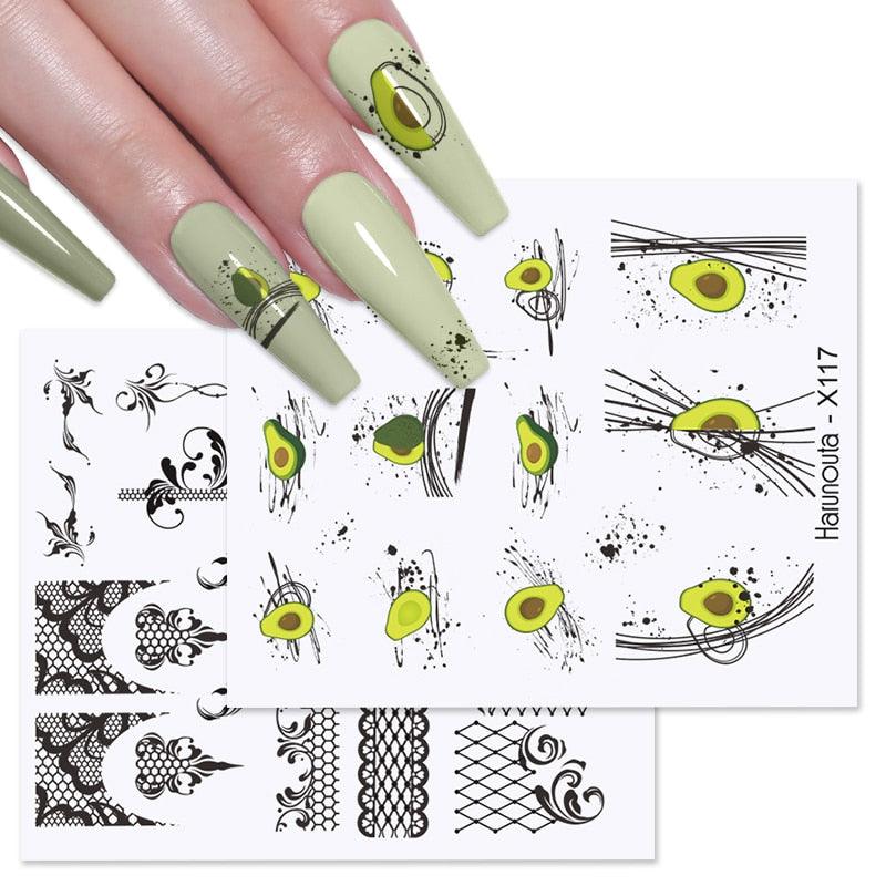 Rainbow Wave Love Heart Pattern Nail Art Decals