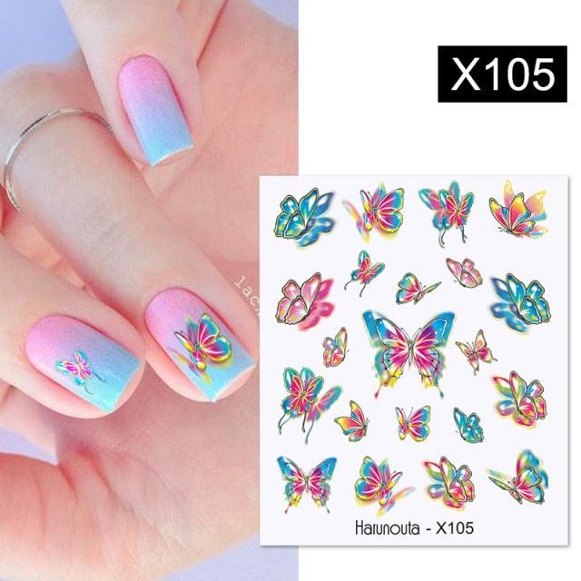 Rainbow Wave Love Heart Pattern Nail Art Decals