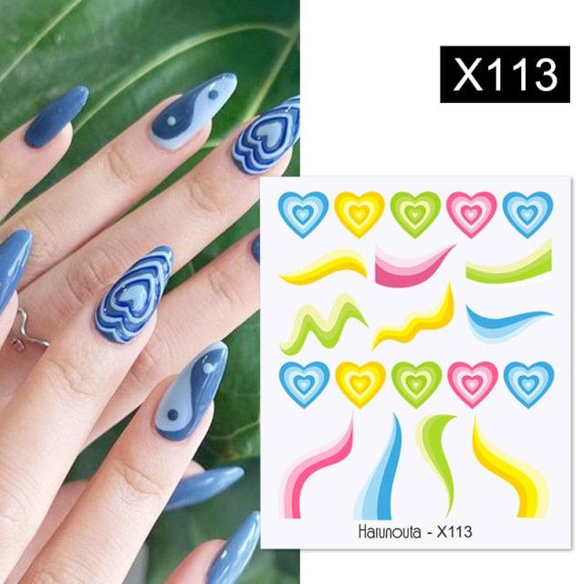 Rainbow Wave Love Heart Pattern Nail Art Decals