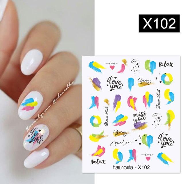 Rainbow Wave Love Heart Pattern Nail Art Decals