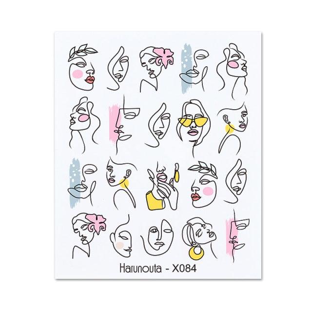Rainbow Wave Love Heart Pattern Nail Art Decals