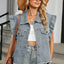 Raw Hem Cap Sleeve Denim Jacket - Korvel