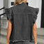 Raw Hem Cap Sleeve Denim Jacket - Korvel