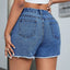 Raw Hem High Waist Denim Shorts - Korvel