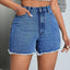 Raw Hem High Waist Denim Shorts - Korvel