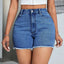 Raw Hem High Waist Denim Shorts - Korvel
