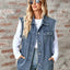 Raw Hem Sleeveless Button Up Denim Jacket - Korvel