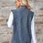 Raw Hem Sleeveless Button Up Denim Jacket - Korvel