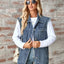 Raw Hem Sleeveless Button Up Denim Jacket - Korvel