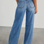 Raw Hem Wide Leg Jeans - Korvel