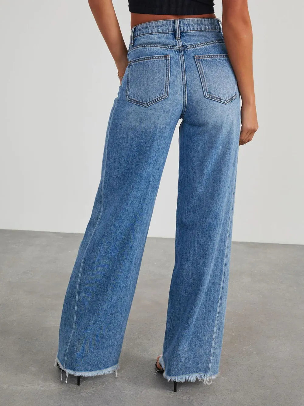 Raw Hem Wide Leg Jeans - Korvel