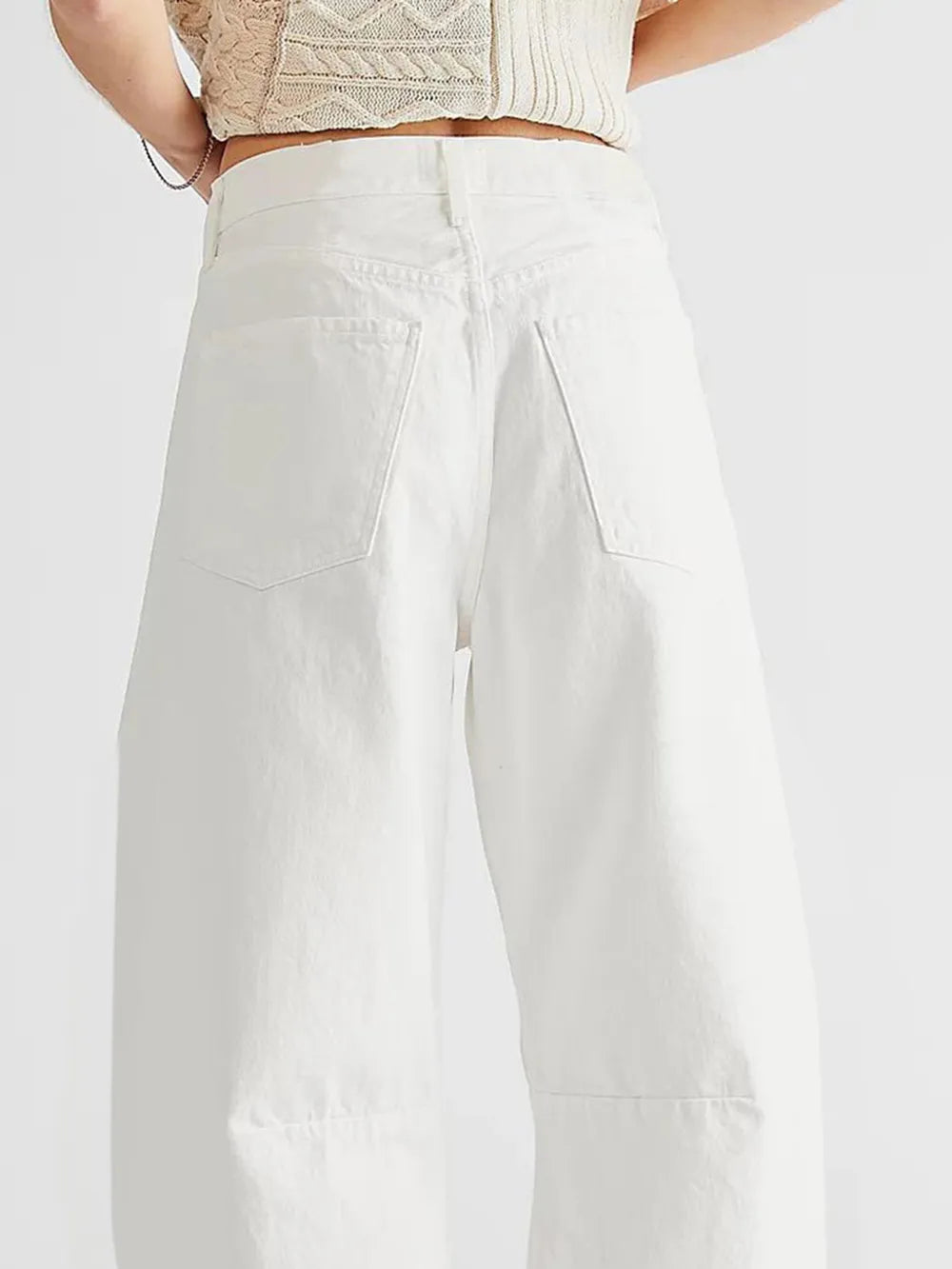 Raw Hem Wide Leg Jeans with Pockets - Korvel