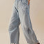 Raw Hem Wide Leg Jeans with Pockets - Korvel