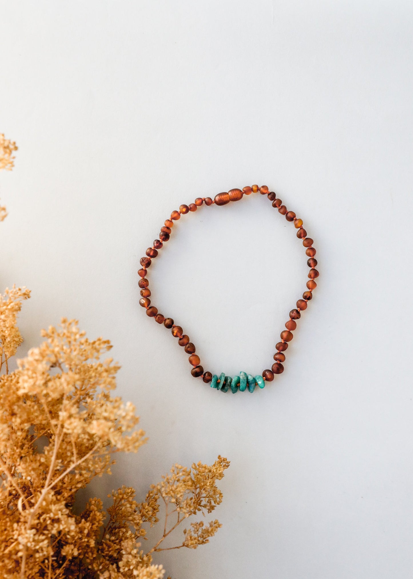 Raw Cognac Baltic Amber + Raw Amazonite || Necklace - Korvel