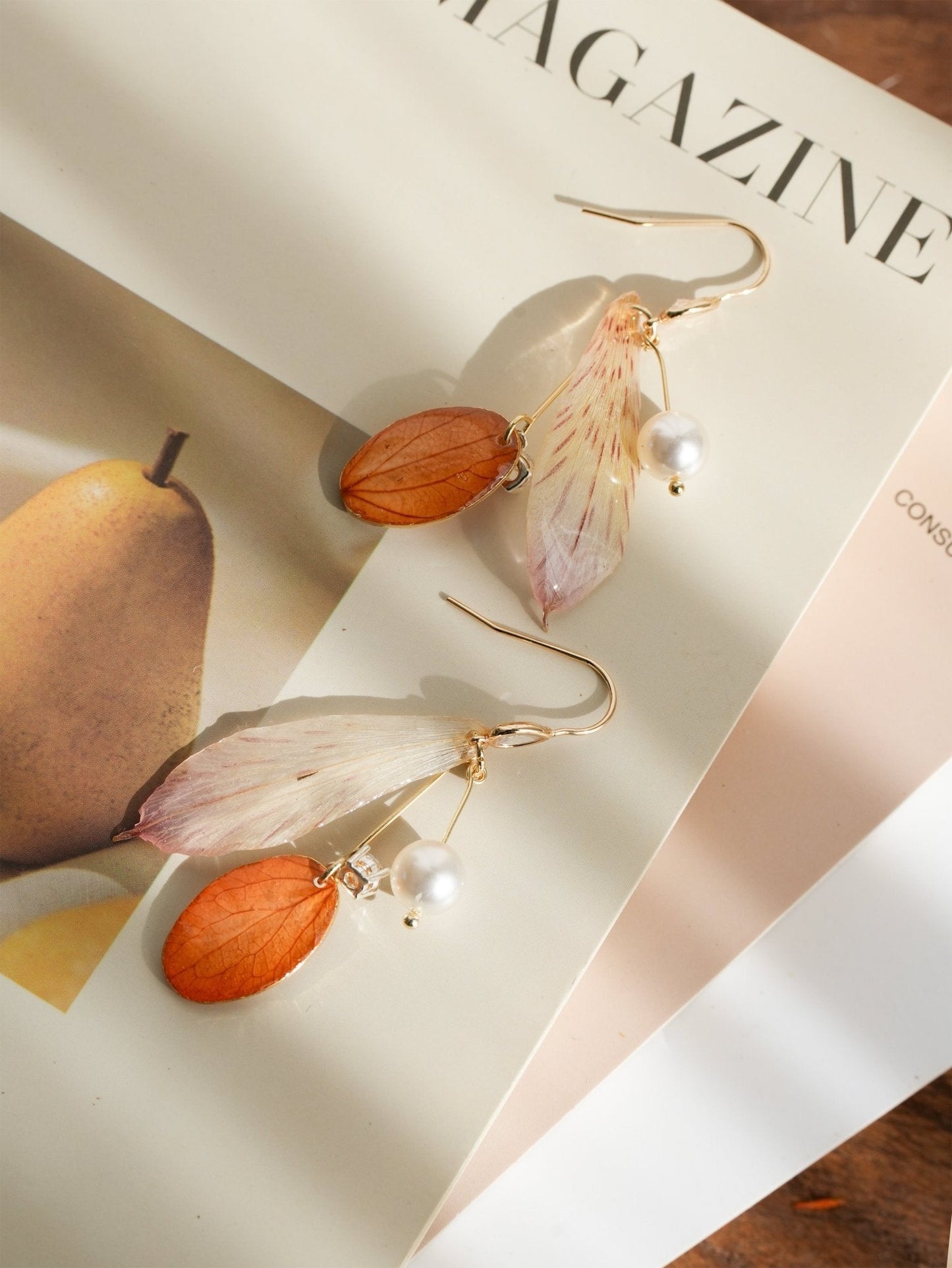 Real Alstroemeria Petal Earrings - Fairy Wings Floral Jewelry