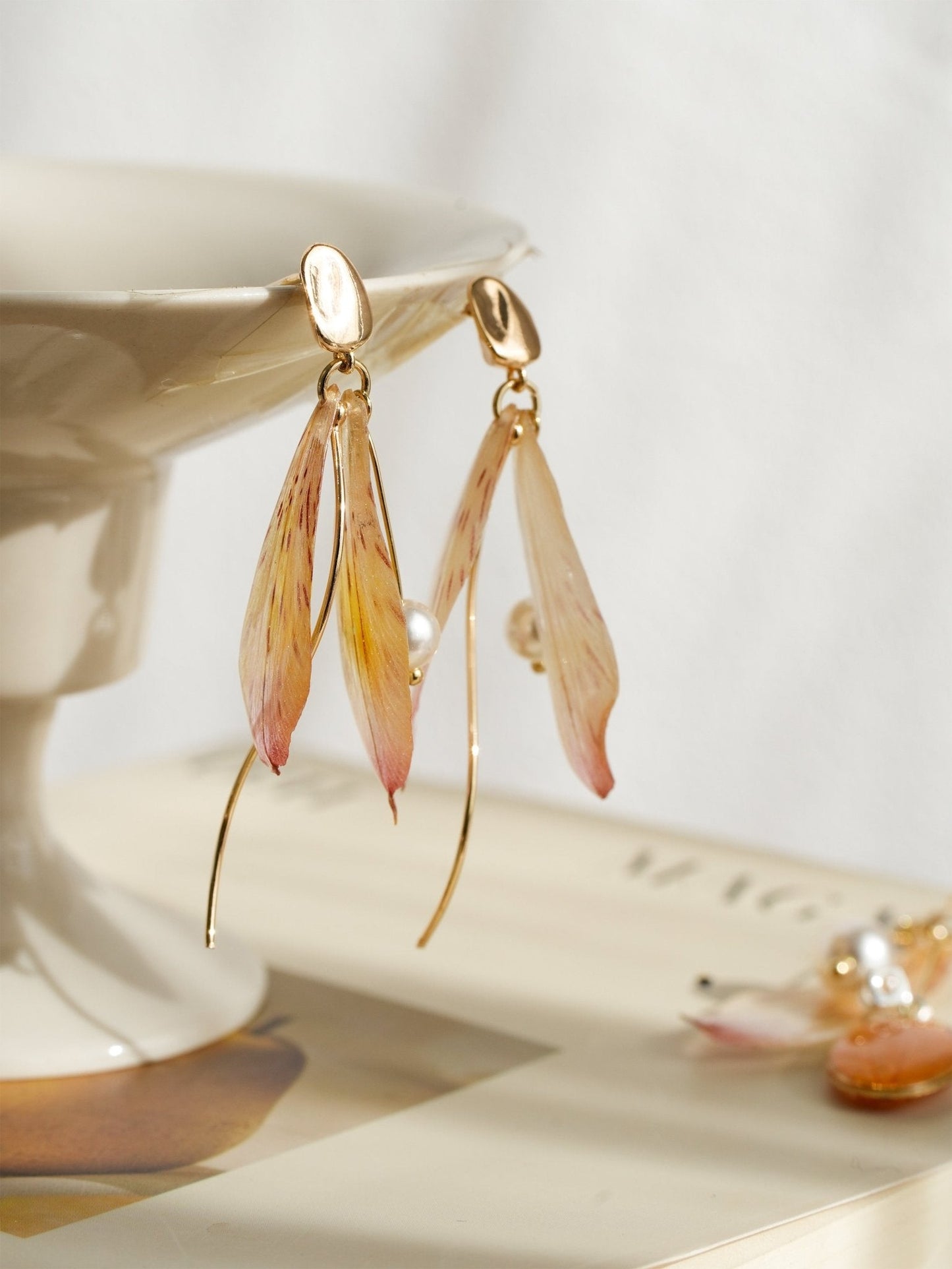 Real Alstroemeria Petal Earrings - Fairy Wings Floral Jewelry