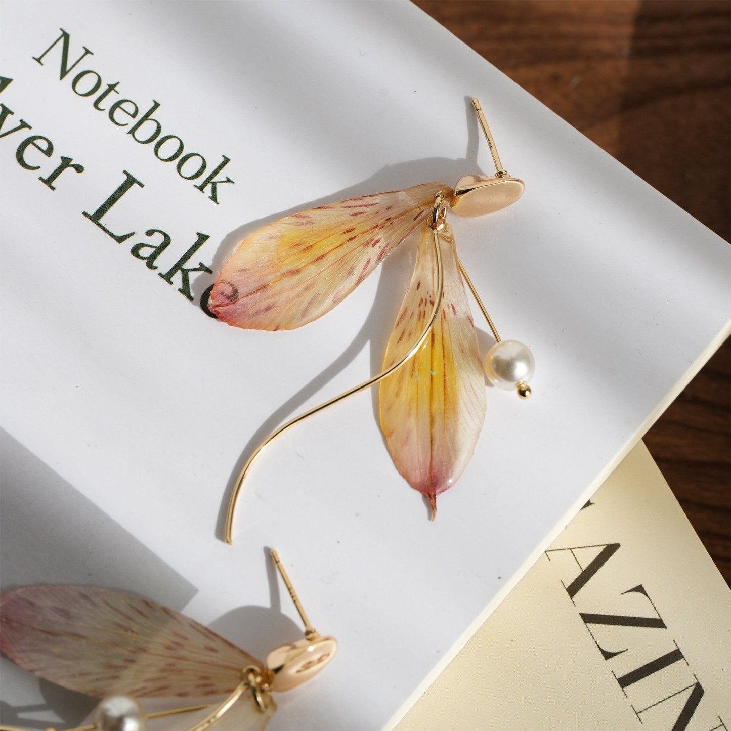 Real Alstroemeria Petal Earrings - Fairy Wings Floral Jewelry