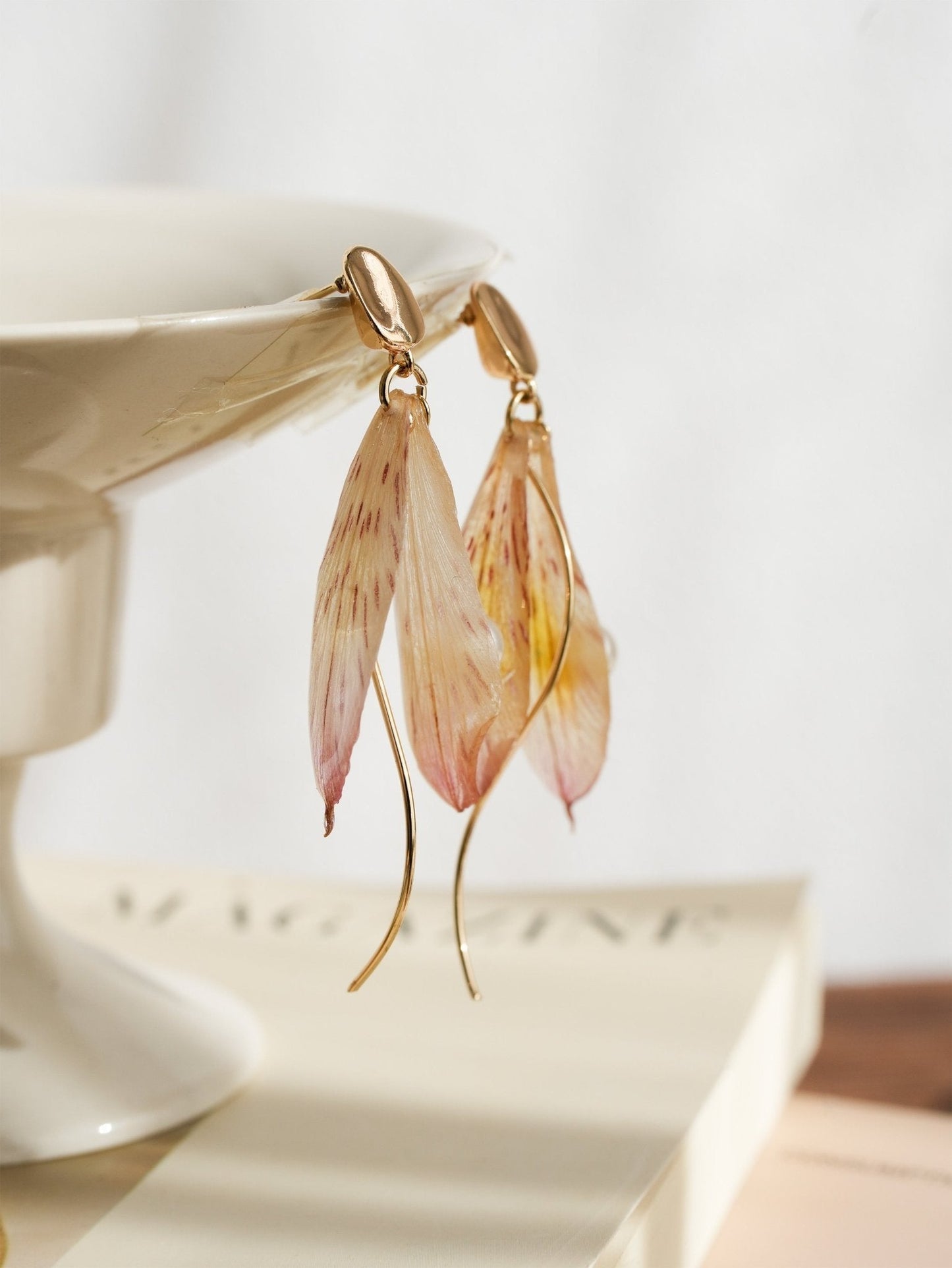 Real Alstroemeria Petal Earrings - Fairy Wings Floral Jewelry