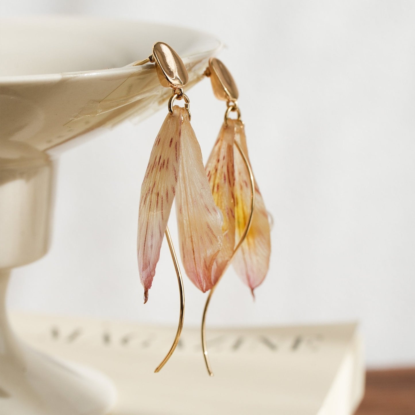 Real Alstroemeria Petal Earrings - Fairy Wings Floral Jewelry