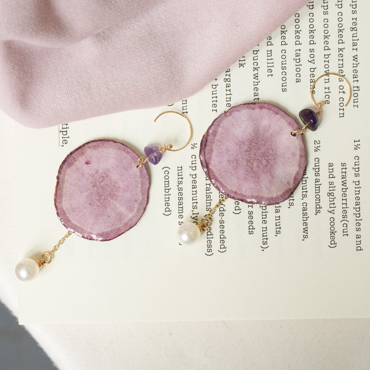 Harvest Gem Vegetable Slice Earrings - Carrot & Purple Sweet Potato