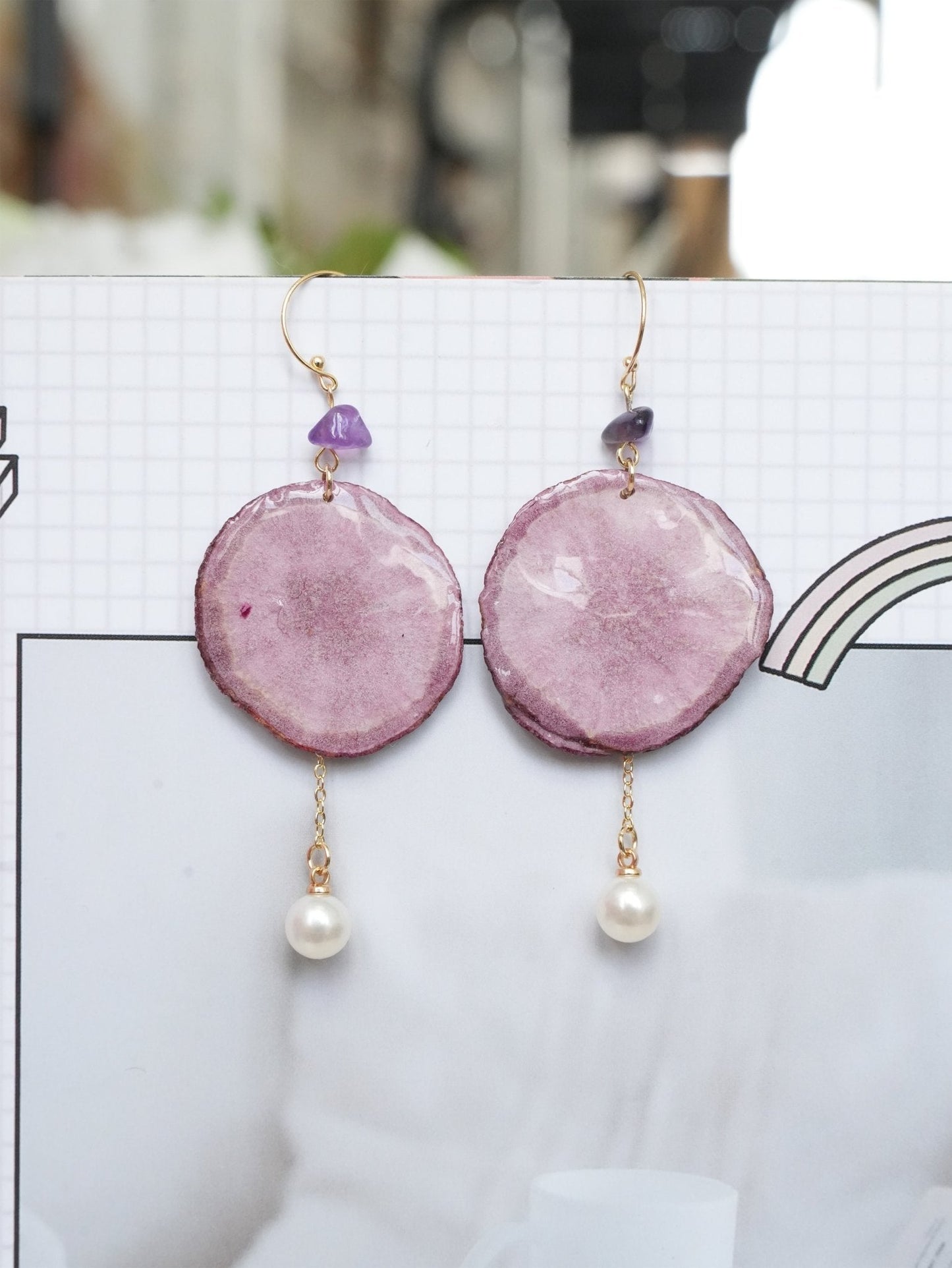 Harvest Gem Vegetable Slice Earrings - Carrot & Purple Sweet Potato