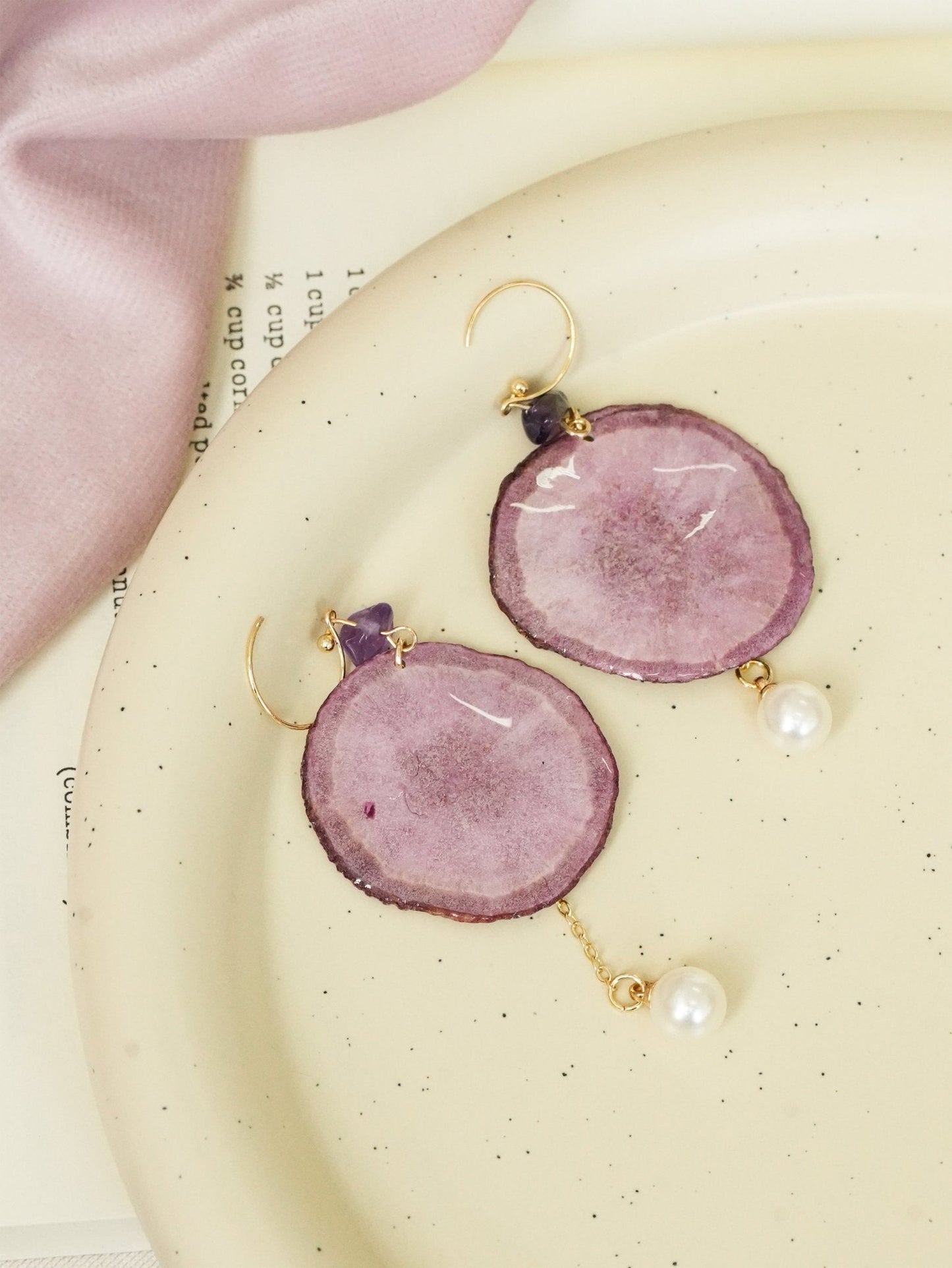 Harvest Gem Vegetable Slice Earrings - Carrot & Purple Sweet Potato