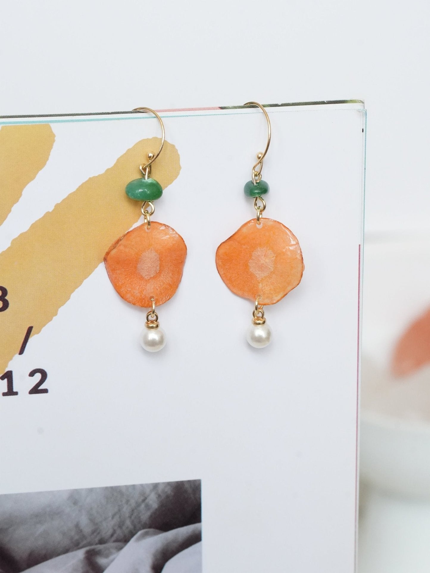 Harvest Gem Vegetable Slice Earrings - Carrot & Purple Sweet Potato