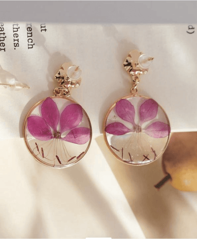 Boucles d'oreilles Azalée Pourpre Réelle Dancing Bloom
