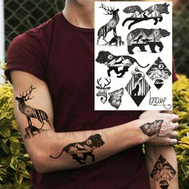Realistic Temporary Tattoos - Space & Animal Designs