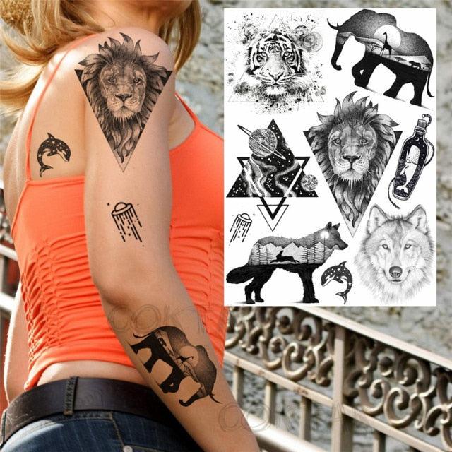 Realistic Temporary Tattoos - Space & Animal Designs