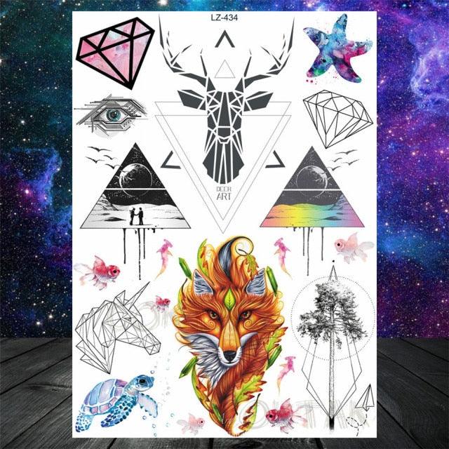 Realistic Temporary Tattoos - Space & Animal Designs