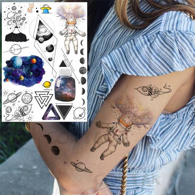 Realistic Temporary Tattoos - Space & Animal Designs