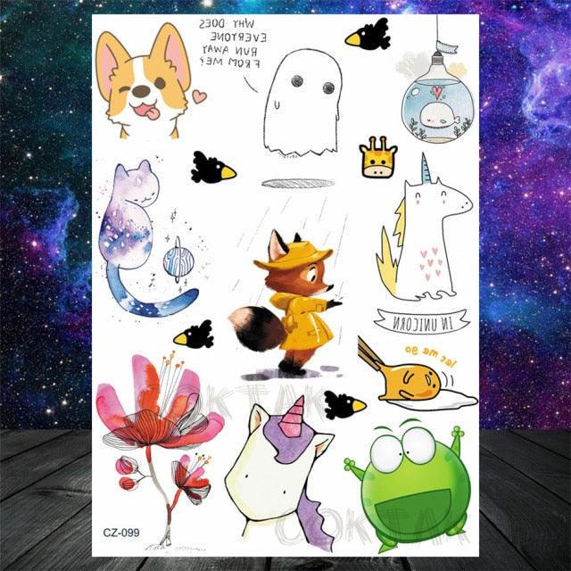 Realistic Temporary Tattoos - Space & Animal Designs