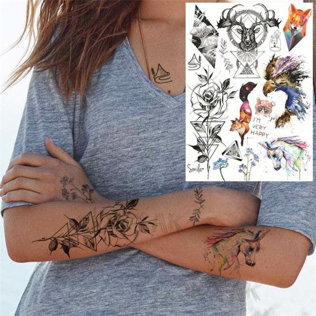 Realistic Temporary Tattoos - Space & Animal Designs