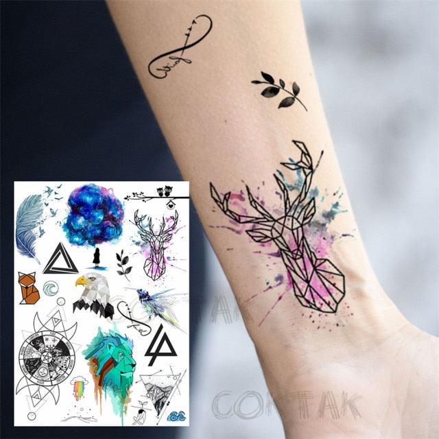 Realistic Temporary Tattoos - Space & Animal Designs