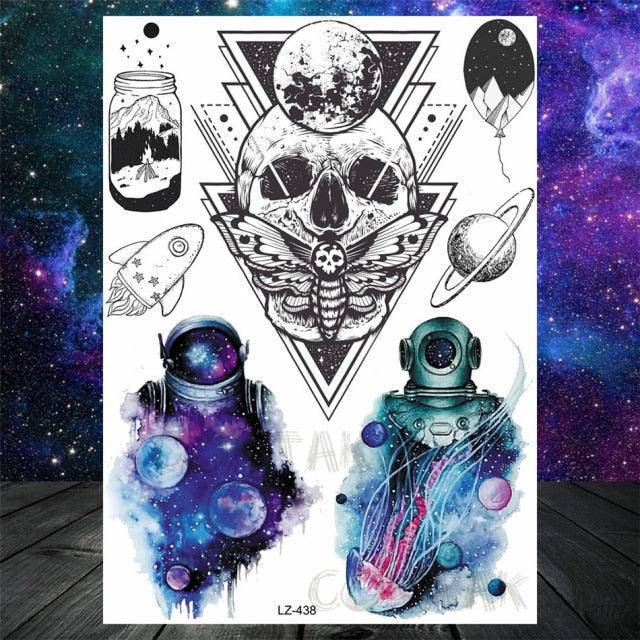Realistic Temporary Tattoos - Space & Animal Designs