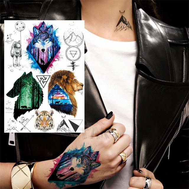 Realistic Temporary Tattoos - Space & Animal Designs