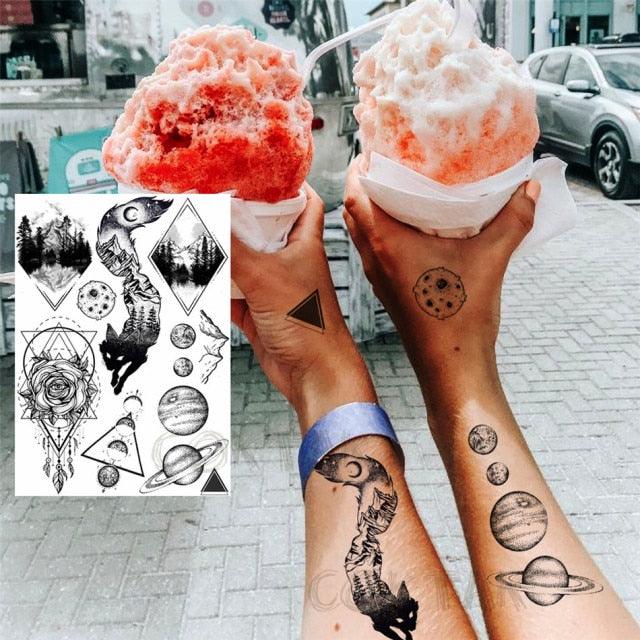 Realistic Temporary Tattoos - Space & Animal Designs