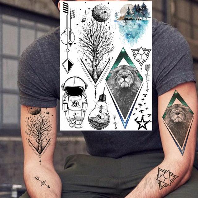 Realistic Temporary Tattoos - Space & Animal Designs
