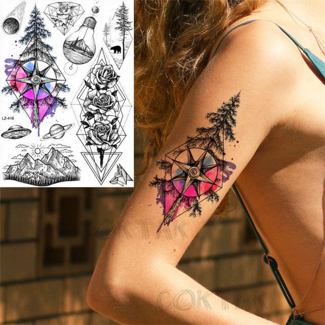 Realistic Temporary Tattoos - Space & Animal Designs