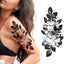 Tatouages Temporaires Fleurs Noires Réalistes pour Femmes