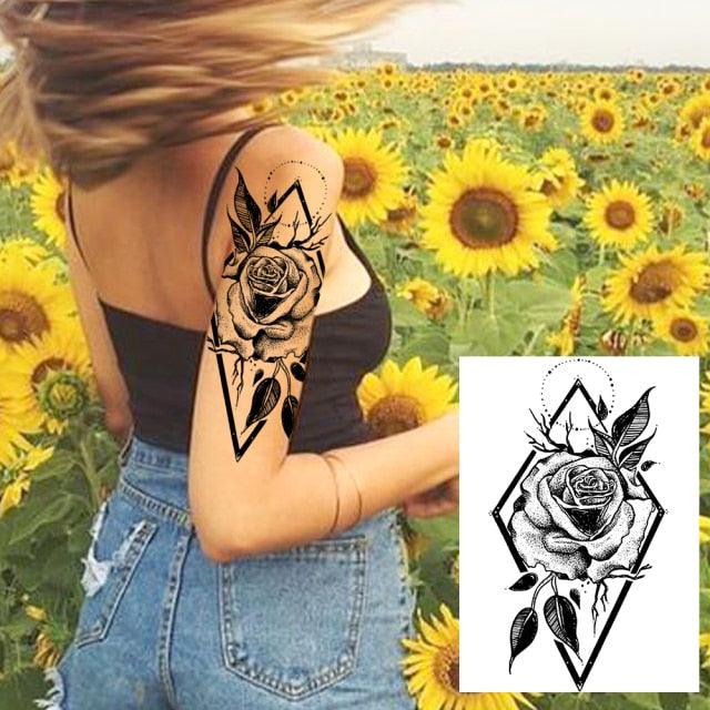 Tatouages Temporaires de Fleurs Réalistes pour Femmes - Art Corporel Imperméable