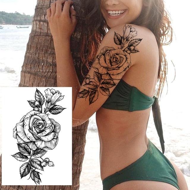 Tatouages Temporaires de Fleurs Réalistes pour Femmes - Art Corporel Imperméable