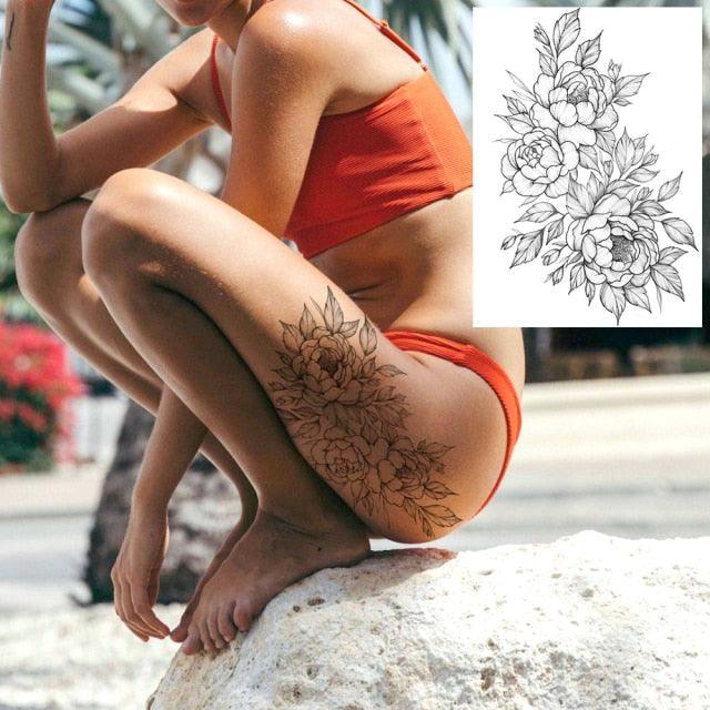 Tatouages Temporaires de Fleurs Réalistes pour Femmes - Art Corporel Imperméable
