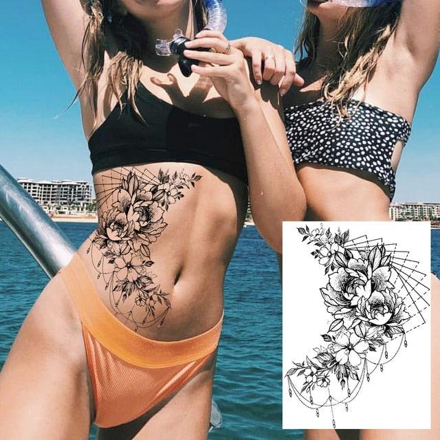 Tatouages Temporaires de Fleurs Réalistes pour Femmes - Art Corporel Imperméable
