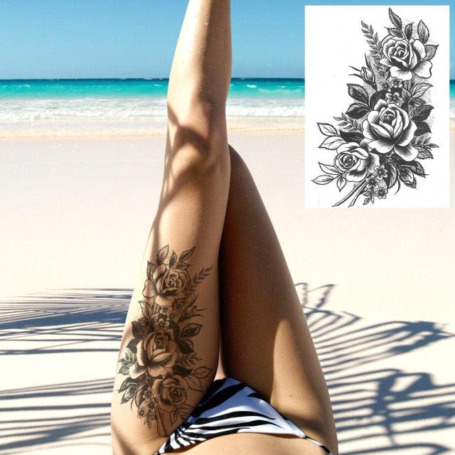 Tatouages Temporaires de Fleurs Réalistes pour Femmes - Art Corporel Imperméable